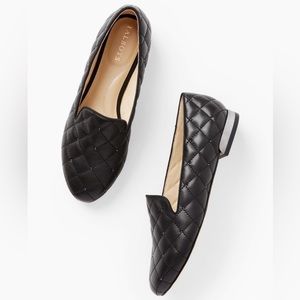 Talbots Black Quilted Ryan Stud Leather Flat Shoes Size 7.5